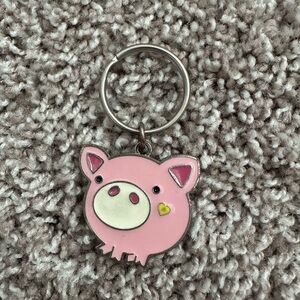 Vintage y2k pink pig keychain